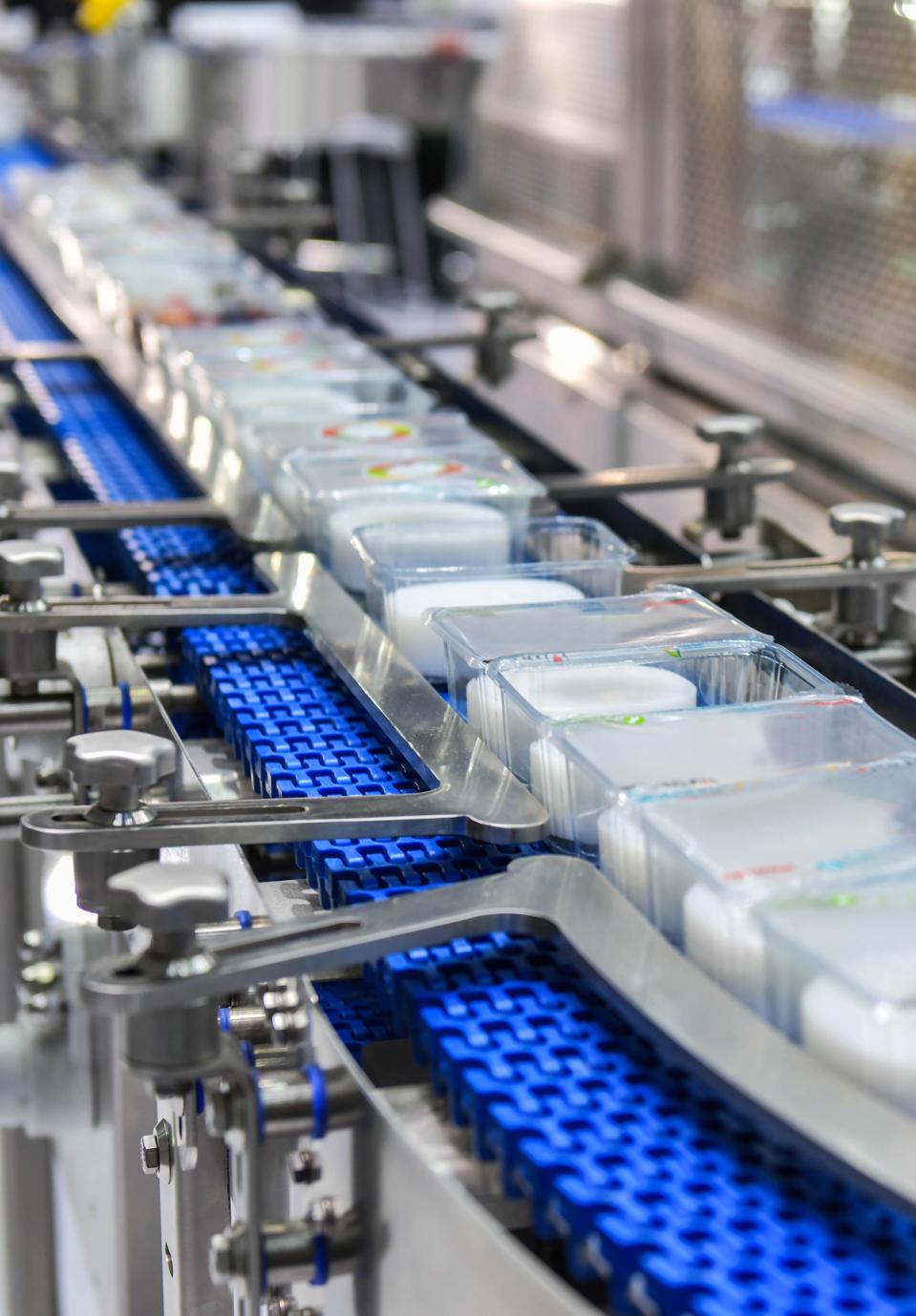 Food products boxs transfer on Automated conveyor systems industrial automation for package