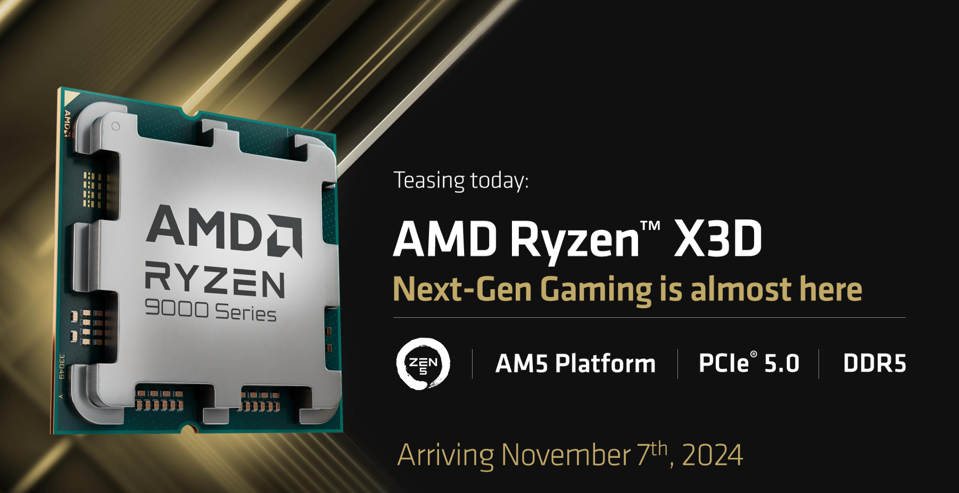 AMD Confirms Ryzen 9000 3D V-Cache Processors Coming November 7th