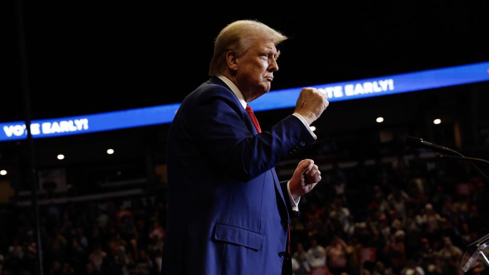 Republican President Nominee Donald Trump Campaigns In Battleground States Of Michigan And Pennsylvania