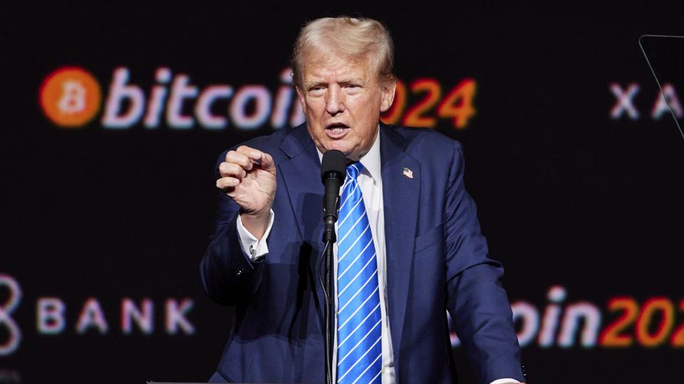NASHVILLE, TN - Donald Trump during his speech at the 2024 Bit