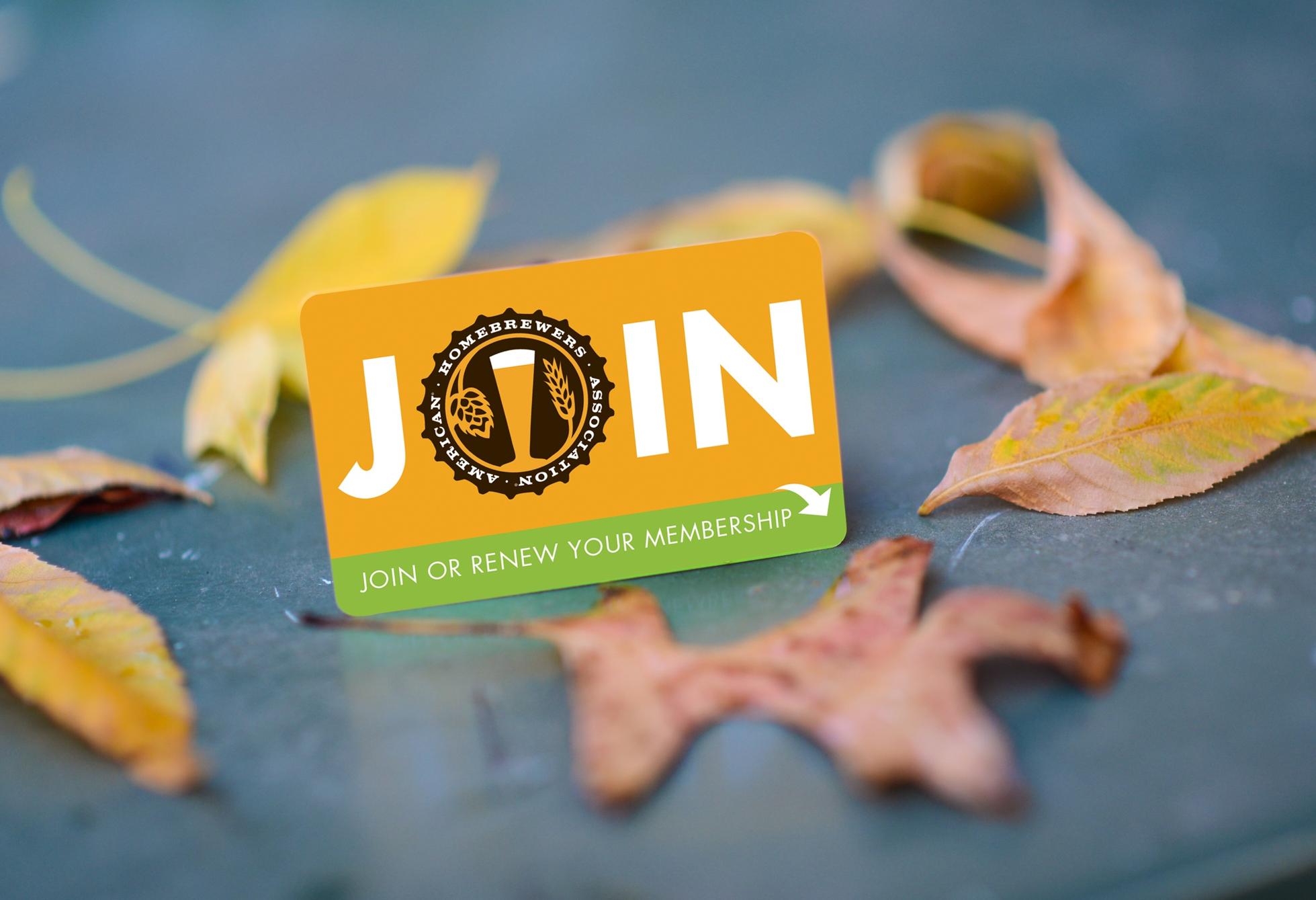 a "Join or Renew Your Membership" card for the American Homebrewers Association