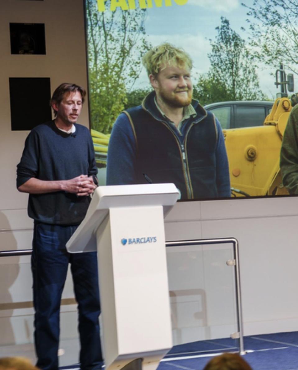 Andy Cato speaking at the pitch event at Barclays