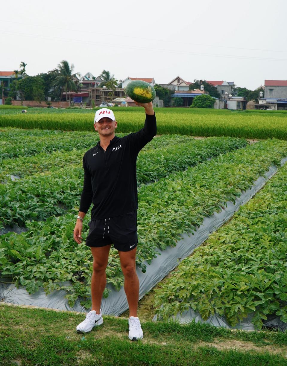 Mela CEO Dominic Purpura at a Vietnamese watermelon farm