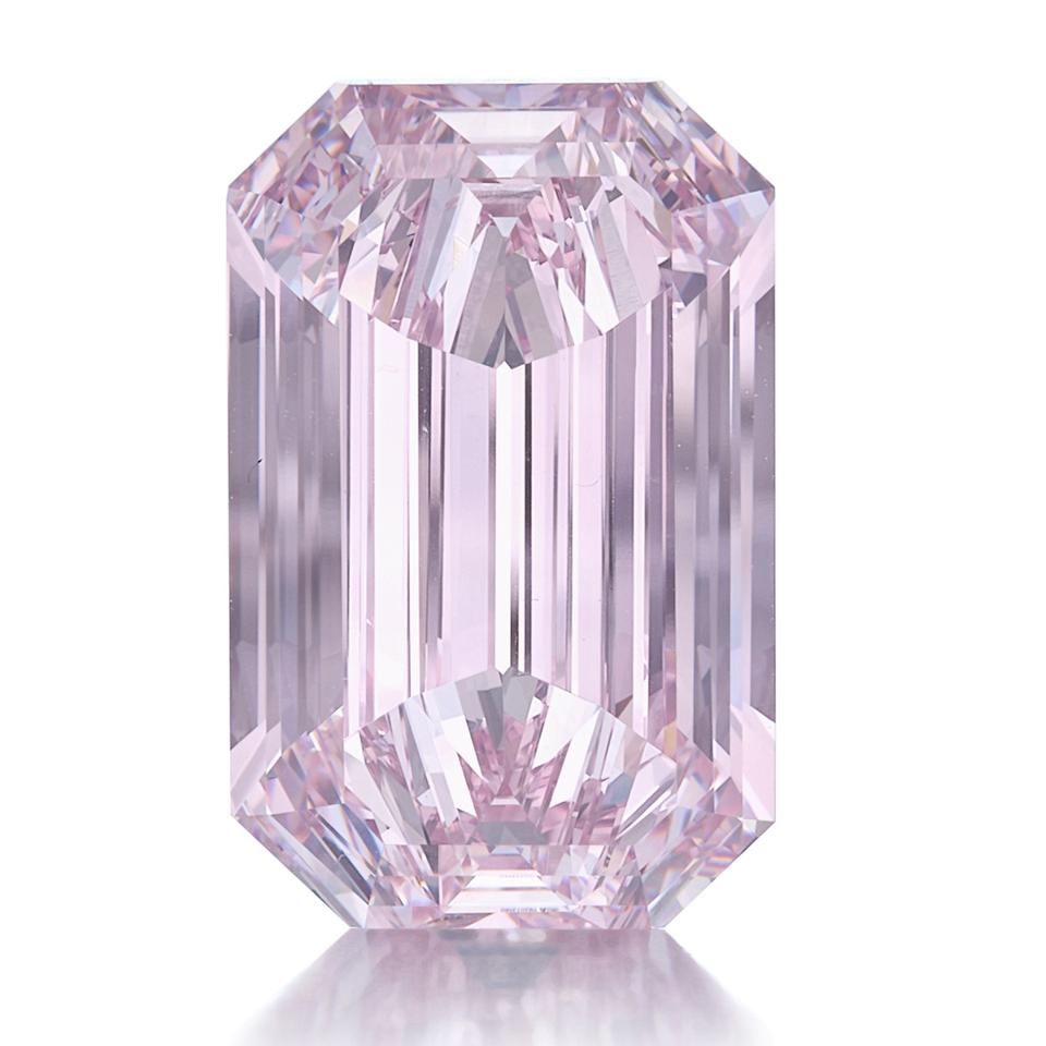 A seven-carat fancy intense purplish pink diamond ring, at Sotheby's. Estimate: $3.25-$4.25 million.