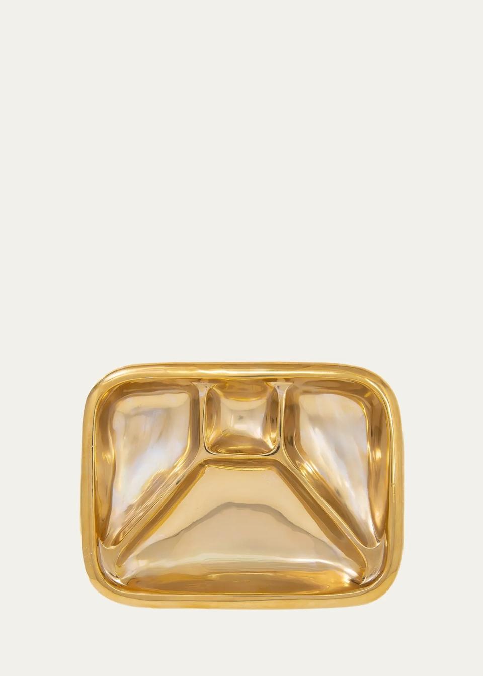 Gold Metal TV Dinner Serving Tray