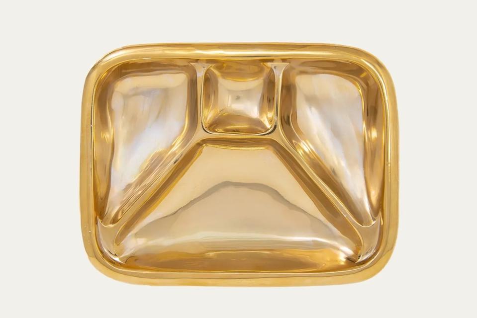 Gold Metal TV Dinner Serving Tray
