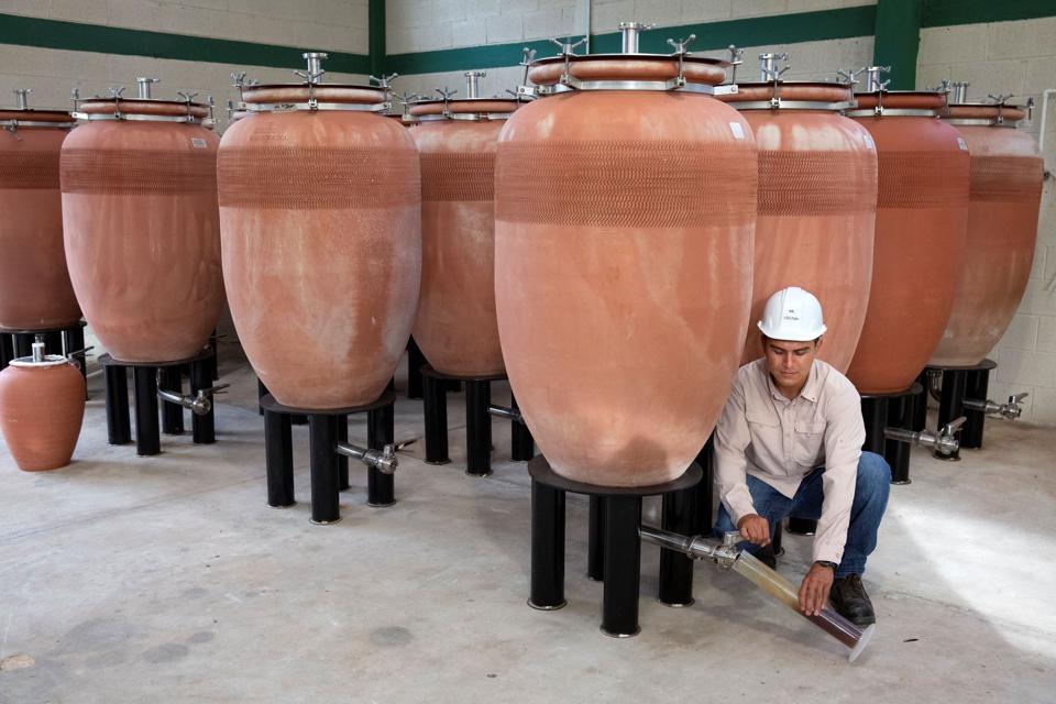 clay urns used for aging whiskey