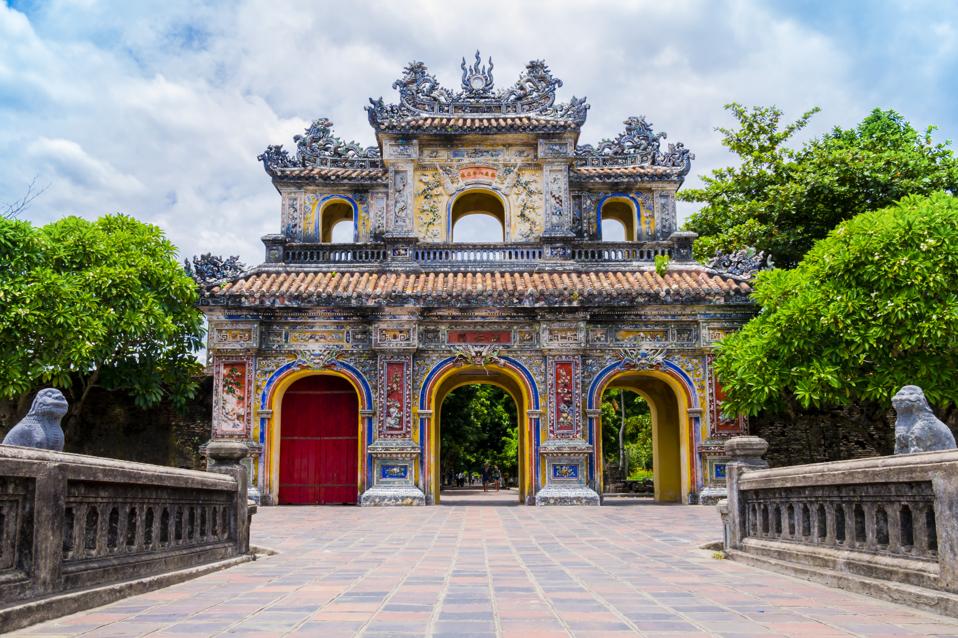 Main gate in the old citadel of Hue, the imperial city of Vietnam.