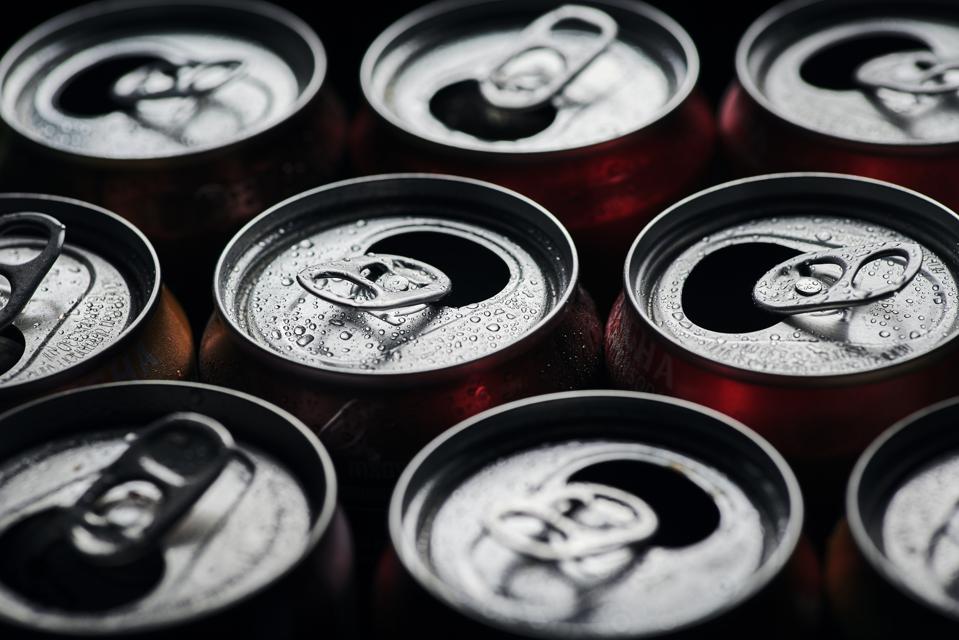 The pop top aluminum can with waterdrops