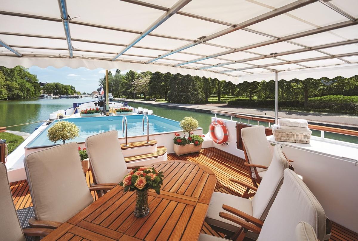 Aft deck of the stunning Amaryllis Belmond boat