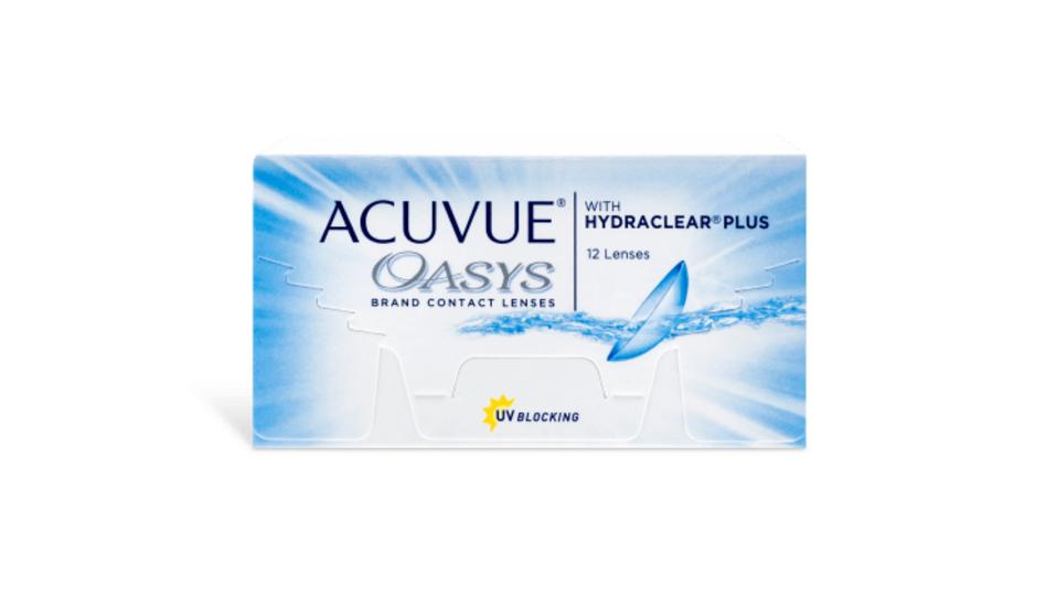 1-Day Acuvue Moist contacts box on blank background