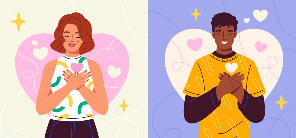 Happy man and woman set