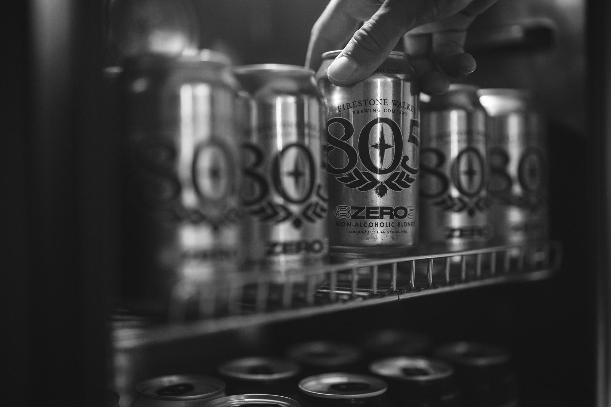 Cans of Firestone Walker's 8ZERO5 non-alcoholic beer