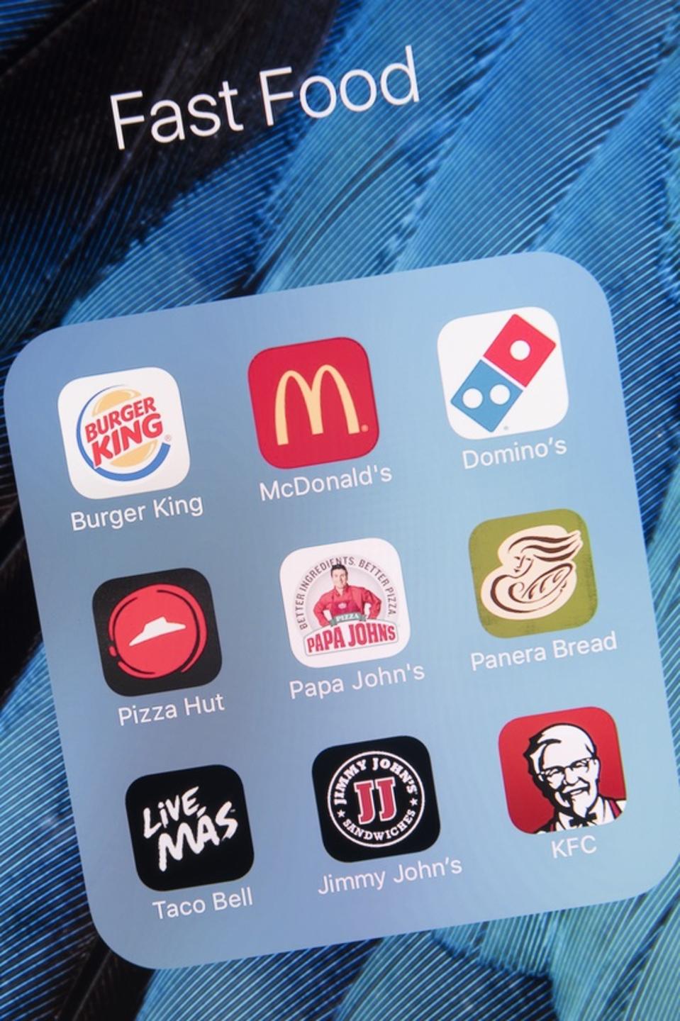 Fast Food Apps on Apple iPhone 6s Plus Screen
