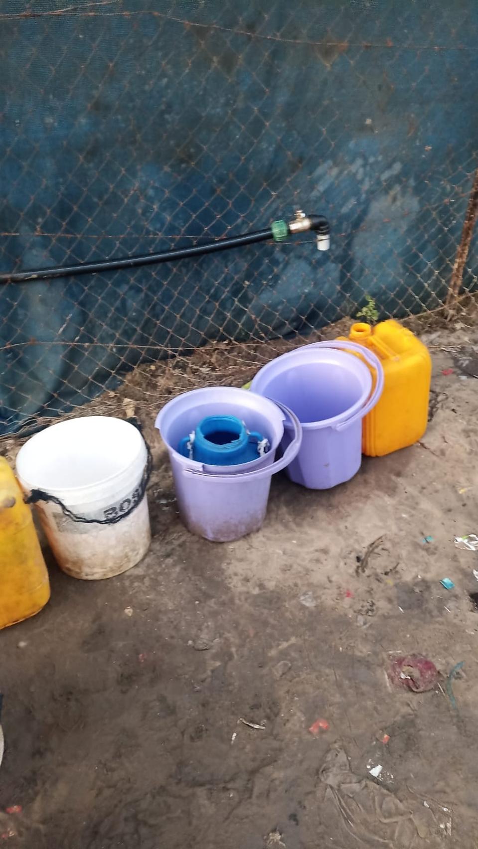 buckets and jerrycans