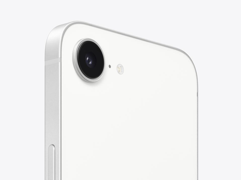 Close-up of the new Apple iPhone 16e Fusion camera