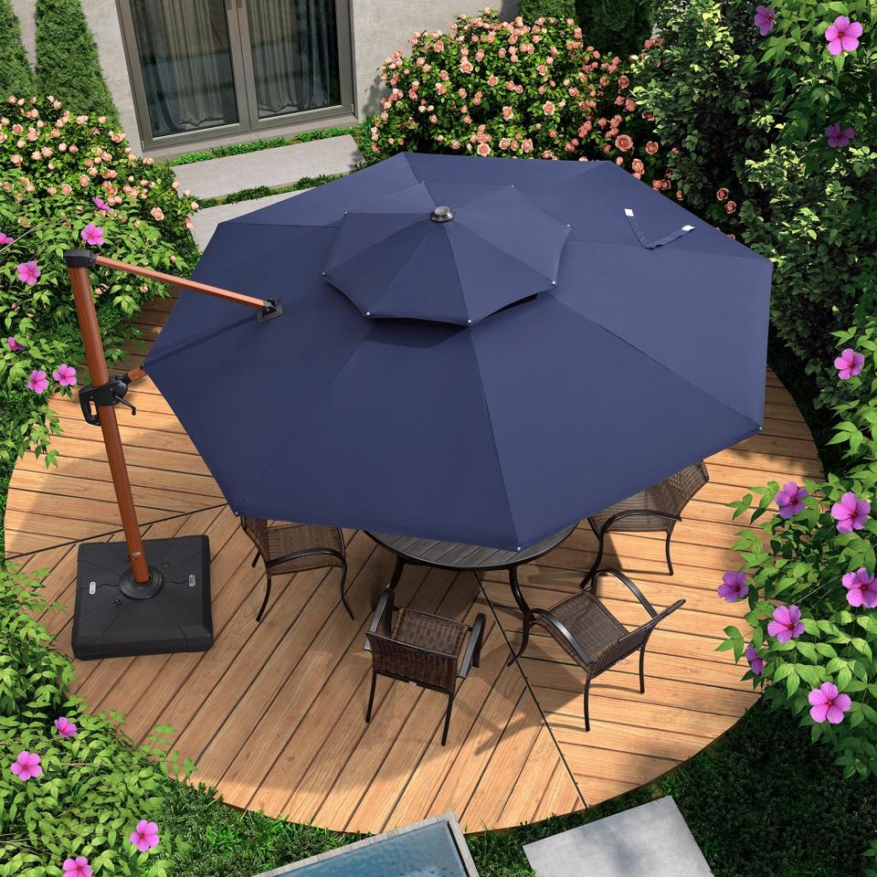 best offset patio umbrella 2018 GRAND Napoli 11 ft Cantilever with 360 Rotation reignite your passion for outdoor dining and brighten your summer nights JOYESERY 10 ft. Octagon Steel