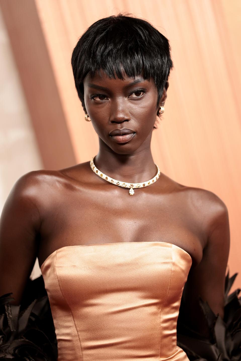 Model Anok Yai in De Beers natural diamond jewels. (Photo by Monica Schipper/Getty Images)
