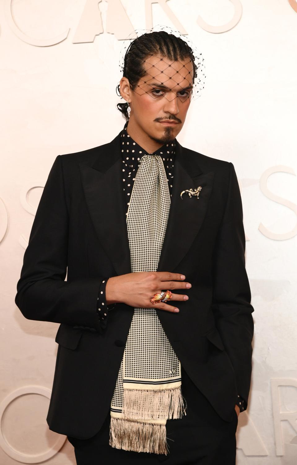 Omar Apollo in Chopard jewels. (Photo by Chelsea Guglielmino/FilmMagic)