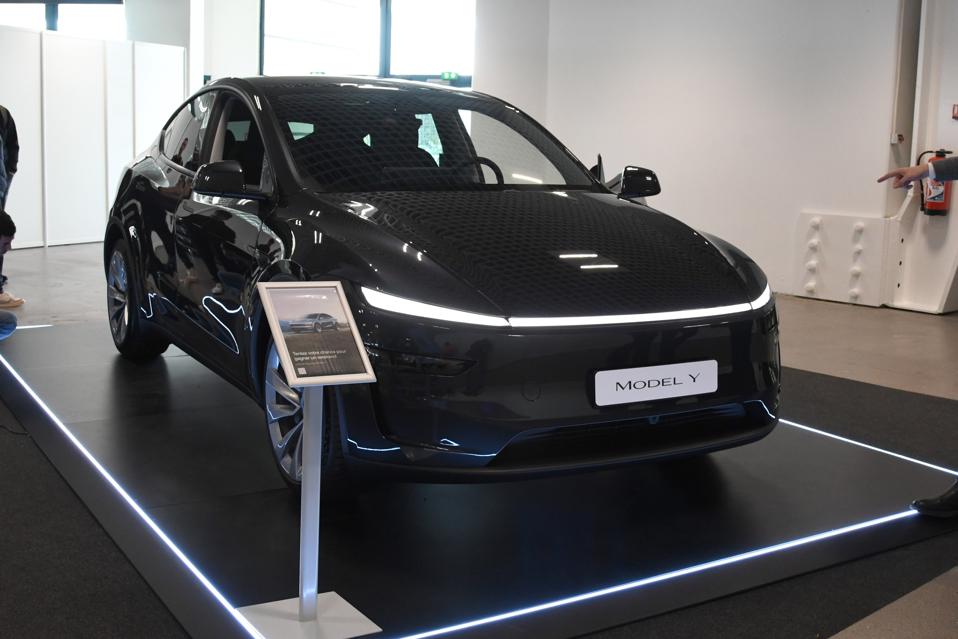 General view of car 2025 Tesla Model Y during the event...
