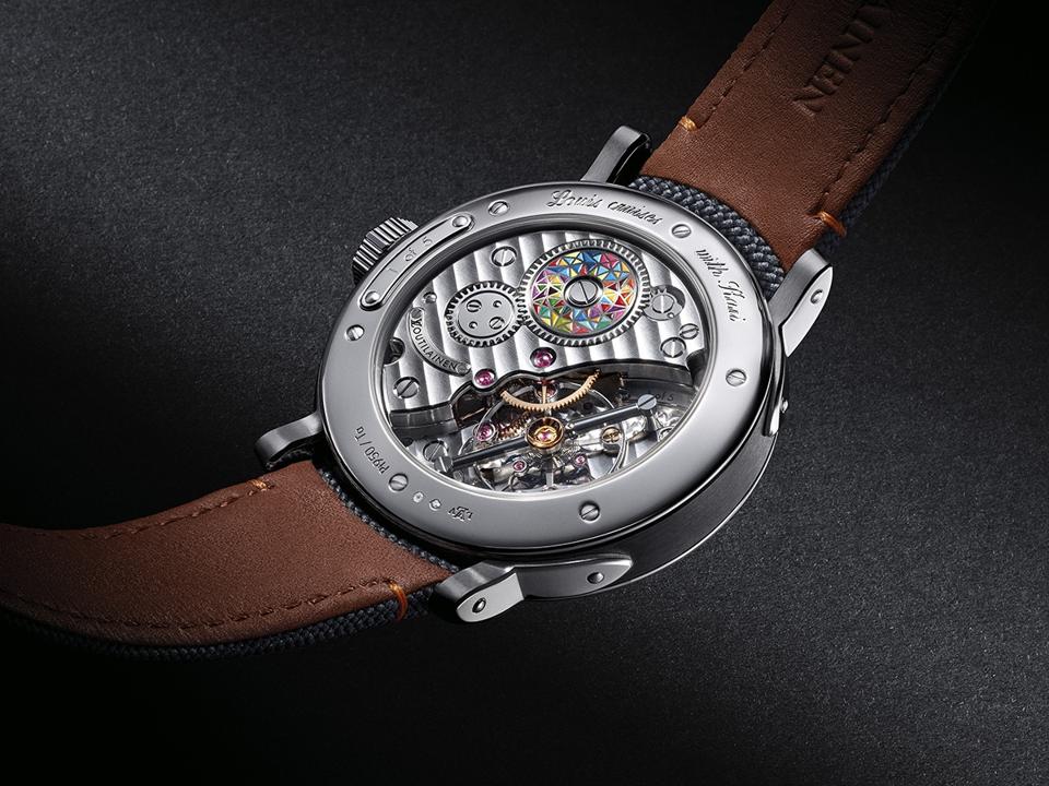 Caseback of the LVKV-02 GMR 6, a collaboration between Louis Vuitton and Kari Voutilainen.