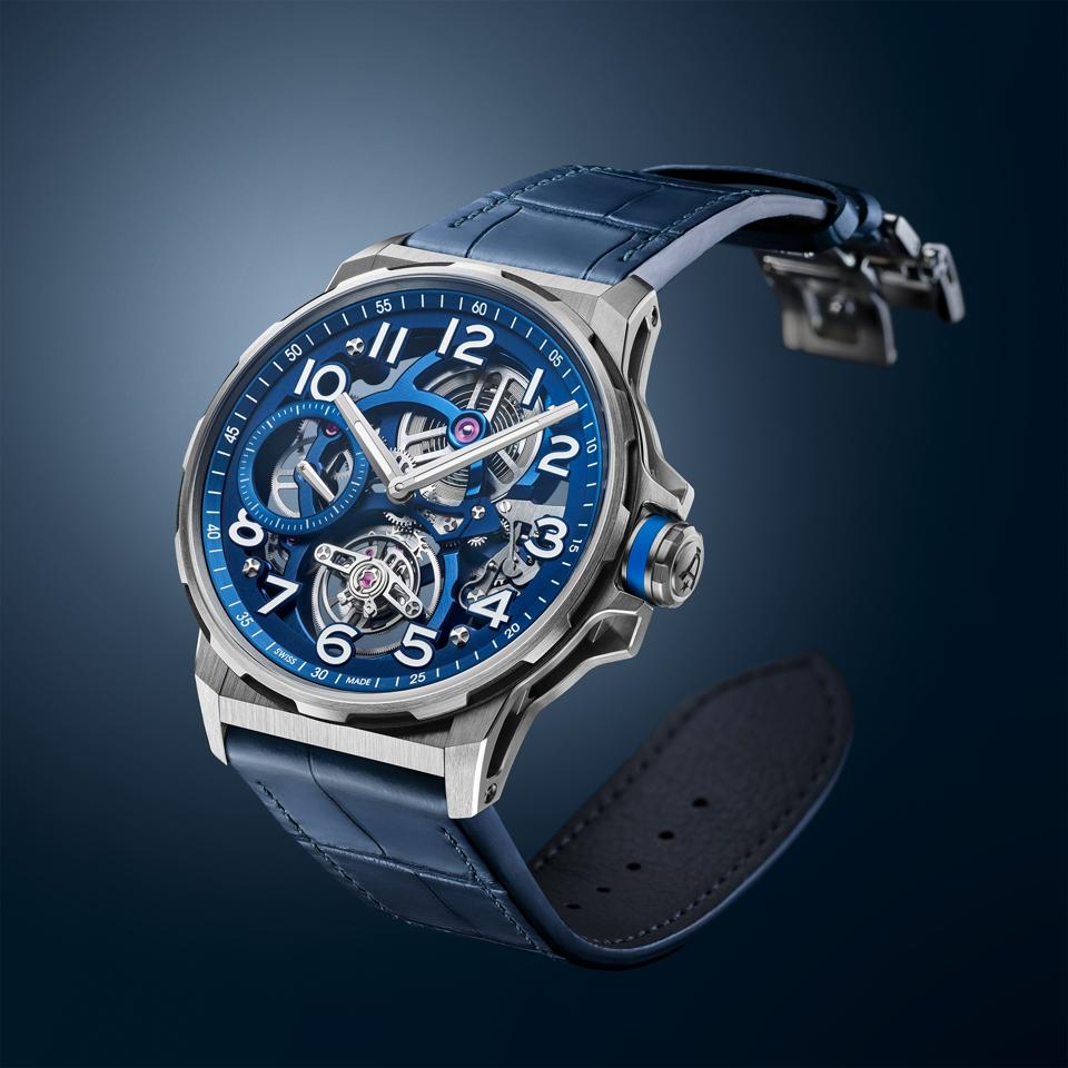 Angelus Flying Tourbillon Titanium blue alligator strap