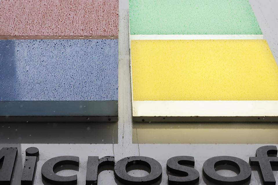 Microsoft logo on building