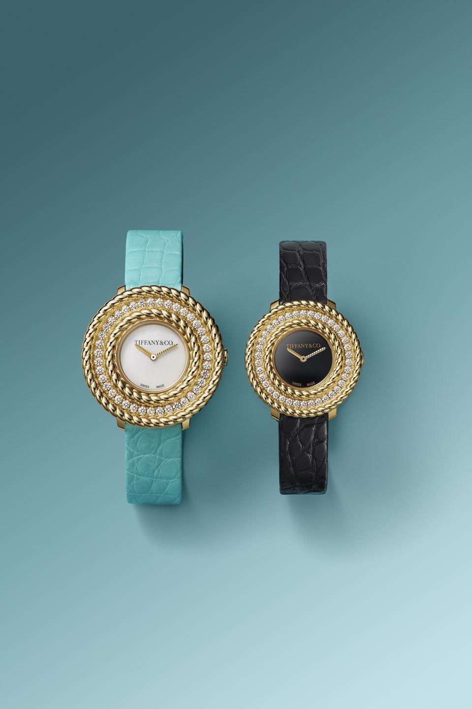 Tiffany & Co. 18-karat gold and diamond solar-powered Rope Watch.