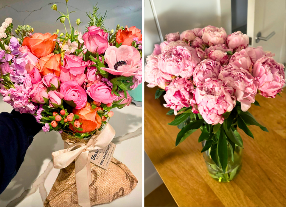 2 original photos of bouquets from online flower delivery service farmgirl flowers for forbes