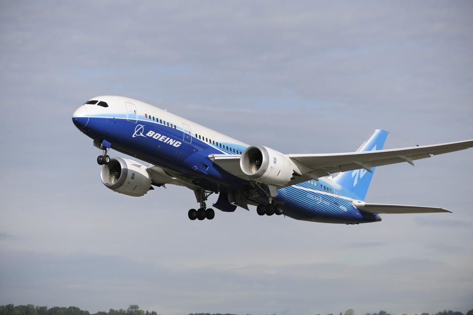 the first Boeing 787-8 Dreamliner prototype taking-off