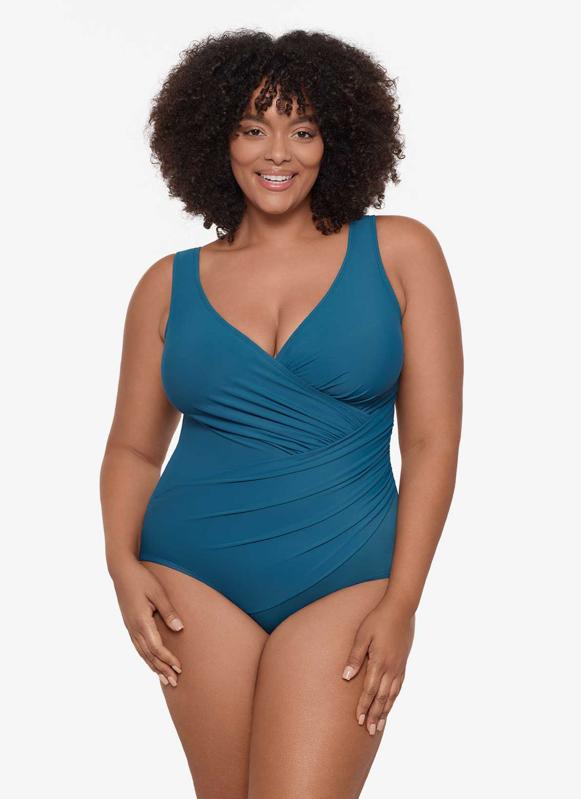 swimming dress for fat ladies Sporti Plus Size Swim Dress - Black