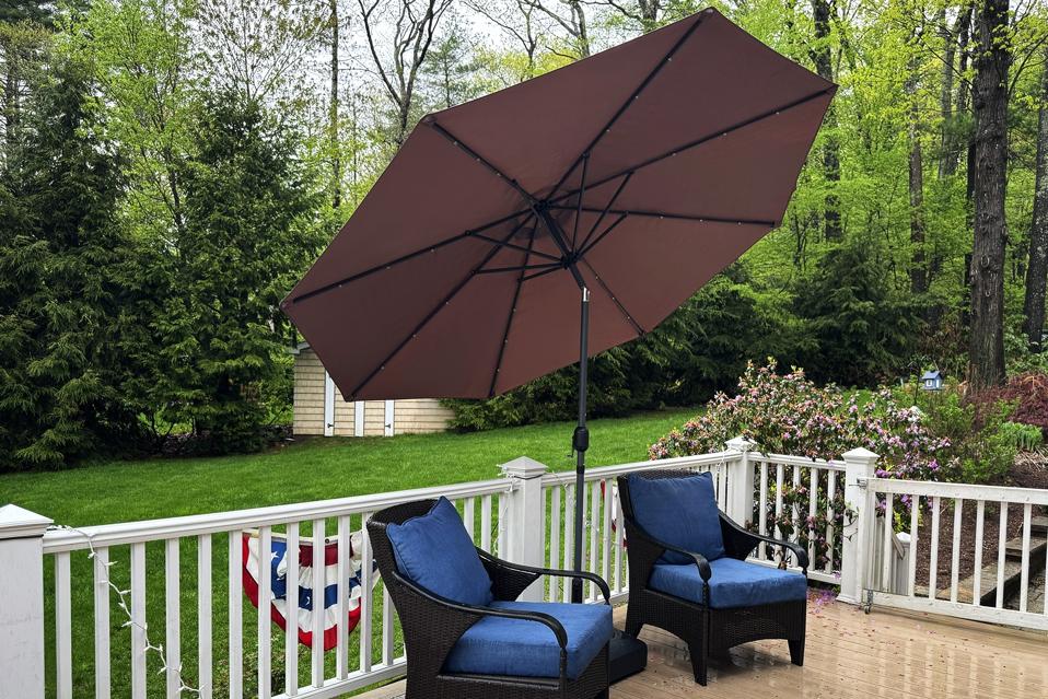 11 foot auto tilt patio umbrella Galtech 986 - 11 FT Auto Tilt Patio Umbrella W/ L.E.D. Lights