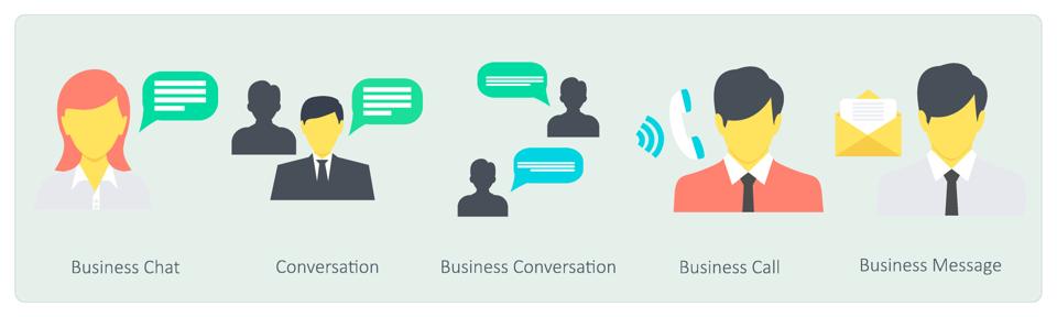 A set of 5 Communication icons as business chat, conversation, business conversation