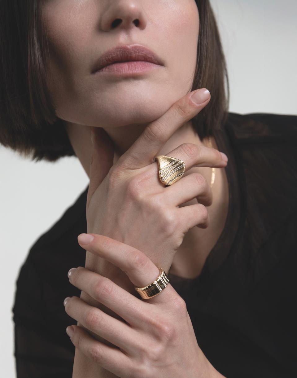 Sensuously sculpted, substantial rings from Peruffo's new "Blocks" collections