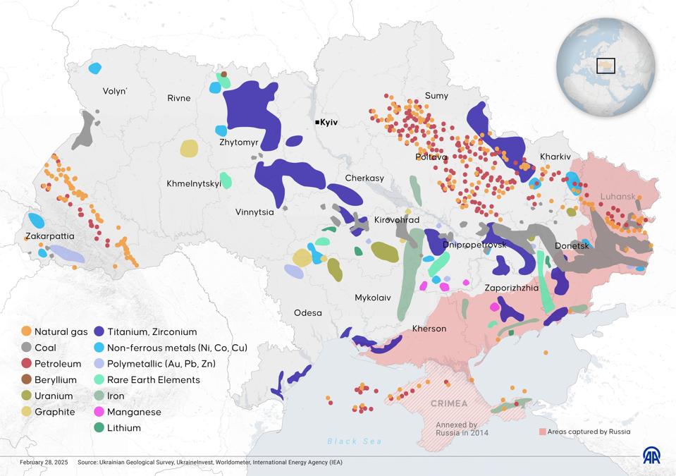 Map of Ukraine's critical minerals and rare earth deposits