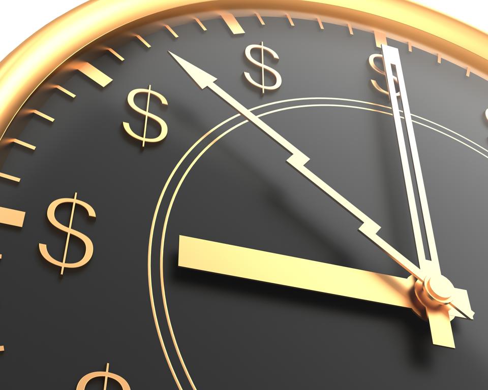 A clock with dollar signs instead of numbers