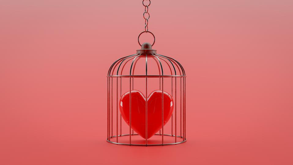 Heart is locked in a cage.