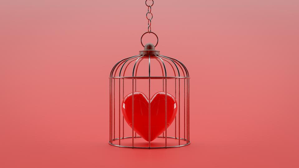 Heart is locked in a cage.
