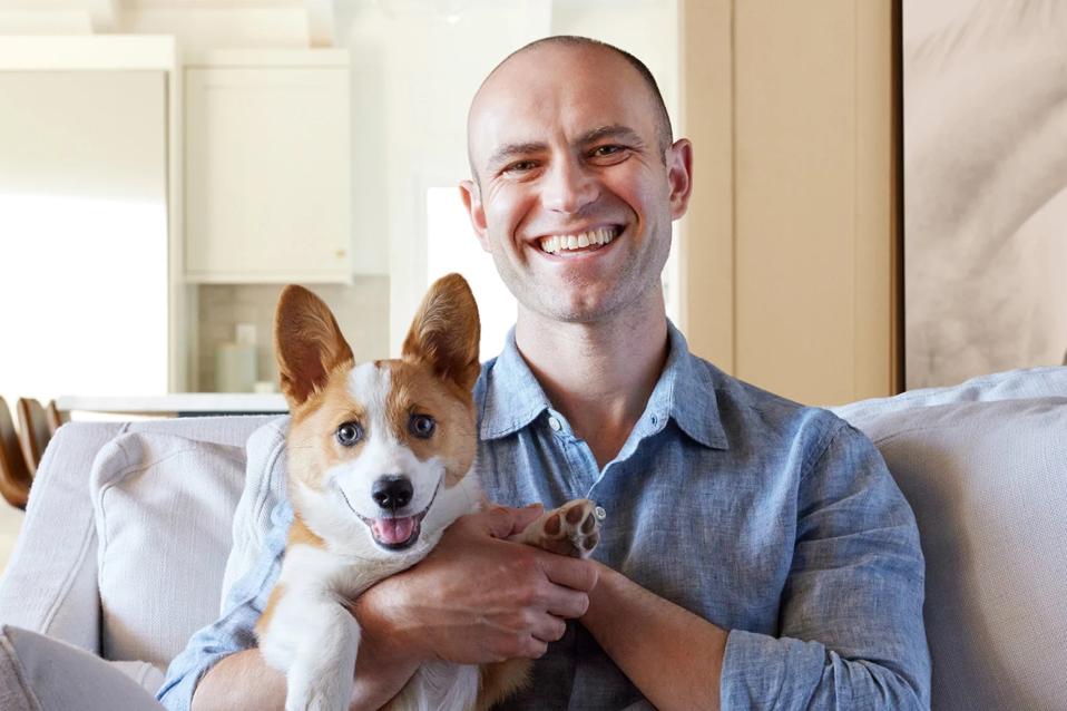 Dutch Founder & CEO Joe Spector with his dog Eddie, a 5-year-old corgi