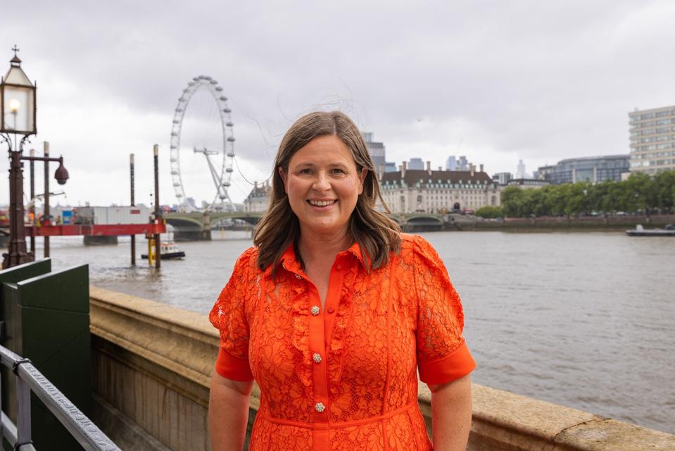 Michelle Ovens CBE, founder of Small Business Britain, by the Thames