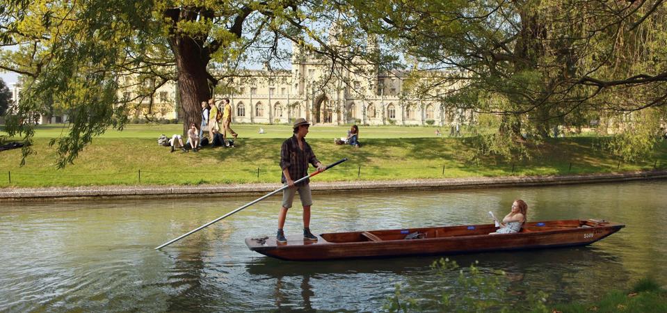 A picture of someone punting in Cambridge
