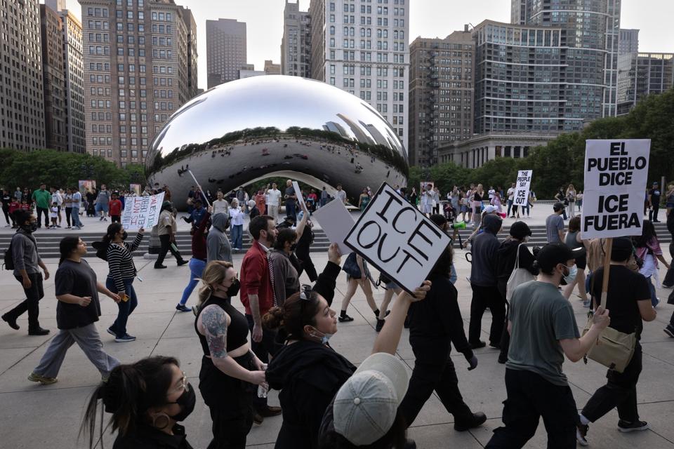 Protesters Gather In Cities Across Nation To Denounce ICE Immigration Raids