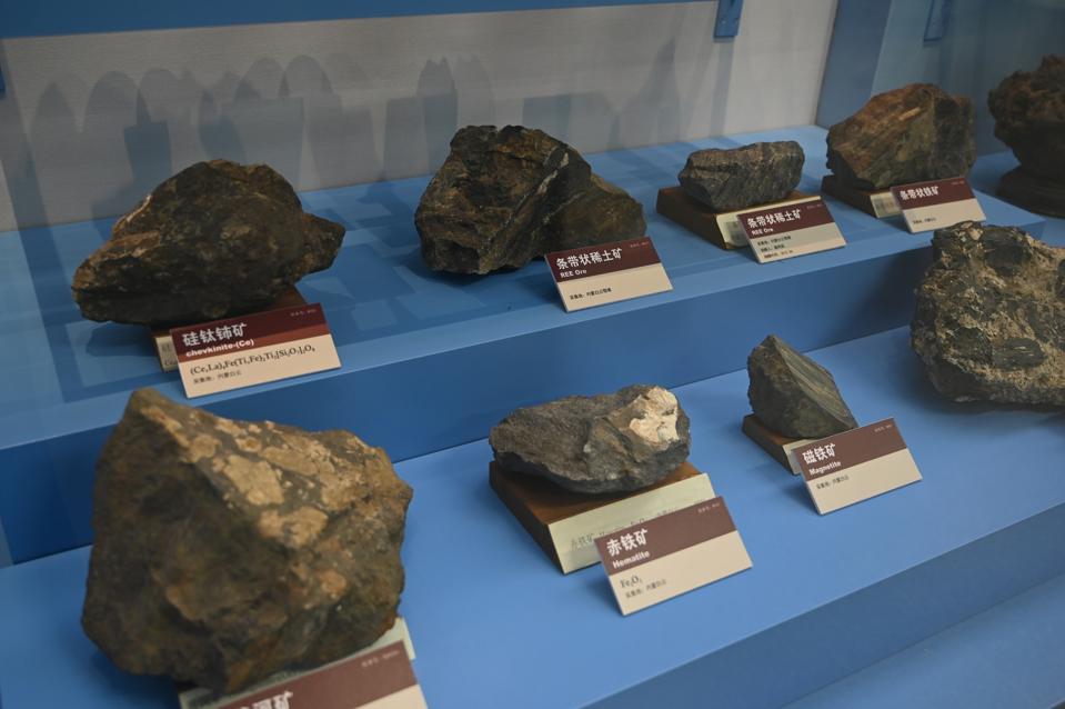 Samples Of Rare-earth Minerals Exhibited In Beijing