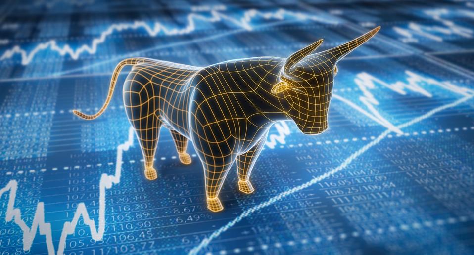 Dark glowing wireframe bull