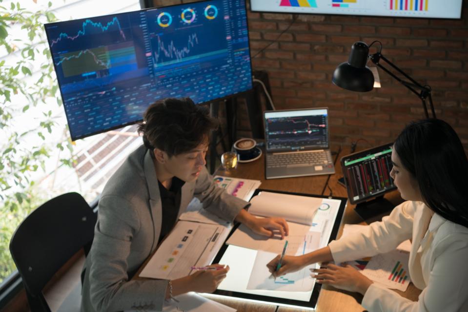 Technology for business working together .