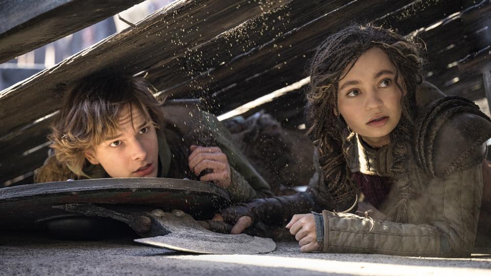 Mason Thames and Nico Parker in "How to Train Your Dragon."