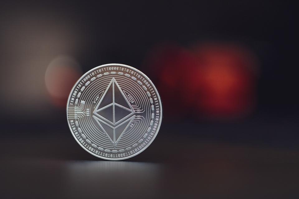 Close-up of silver colored Ethereum coin for the topic of what is layer 2?