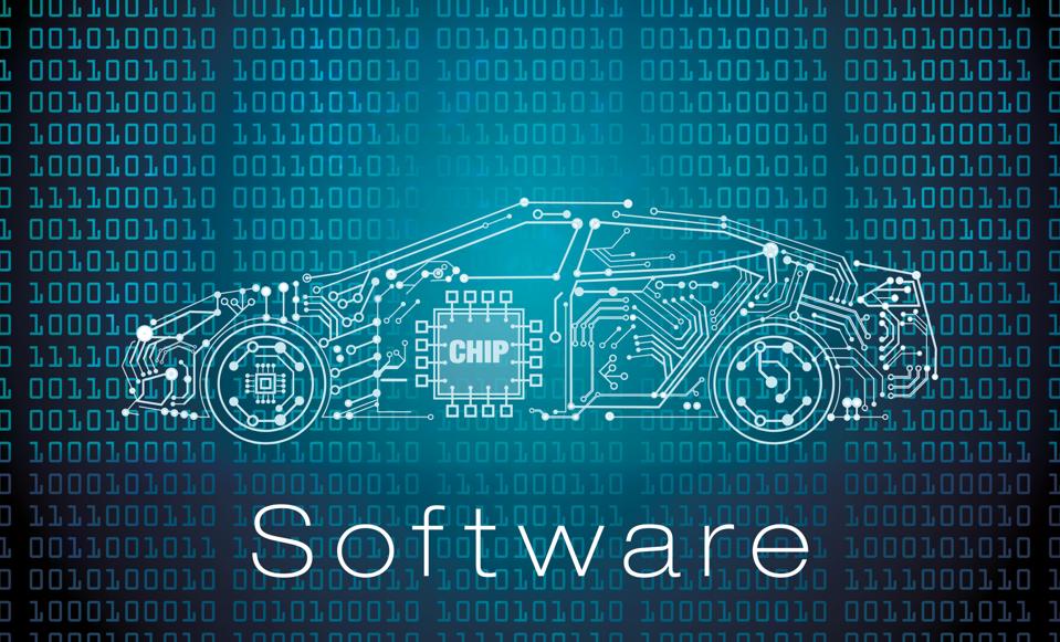 Circuit board illustration of a car