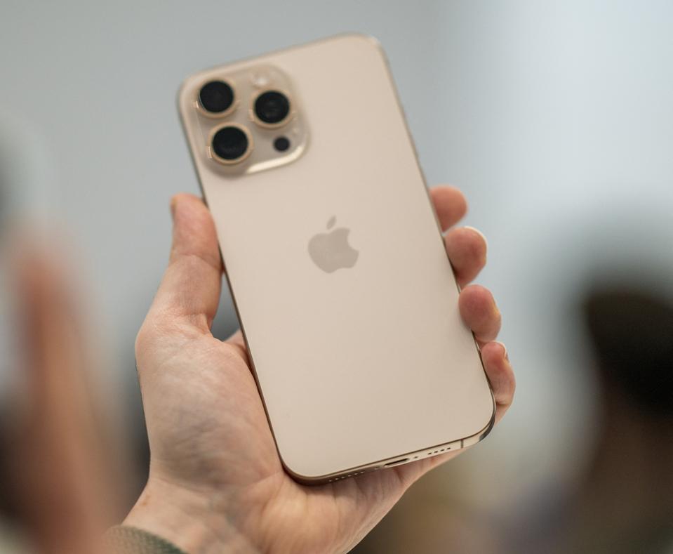 The three rear cameras of the iPhone 16 Pro.