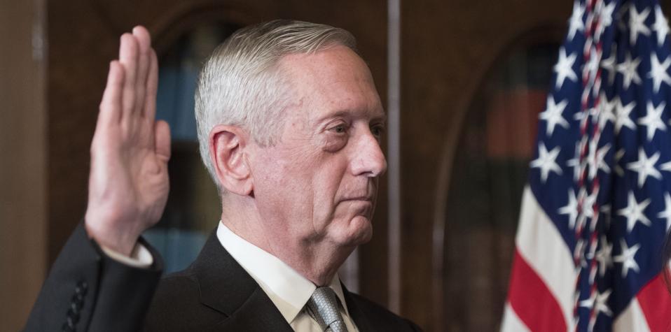 Marine Corps General James Mattis is sworn-in as Defense Secretary...